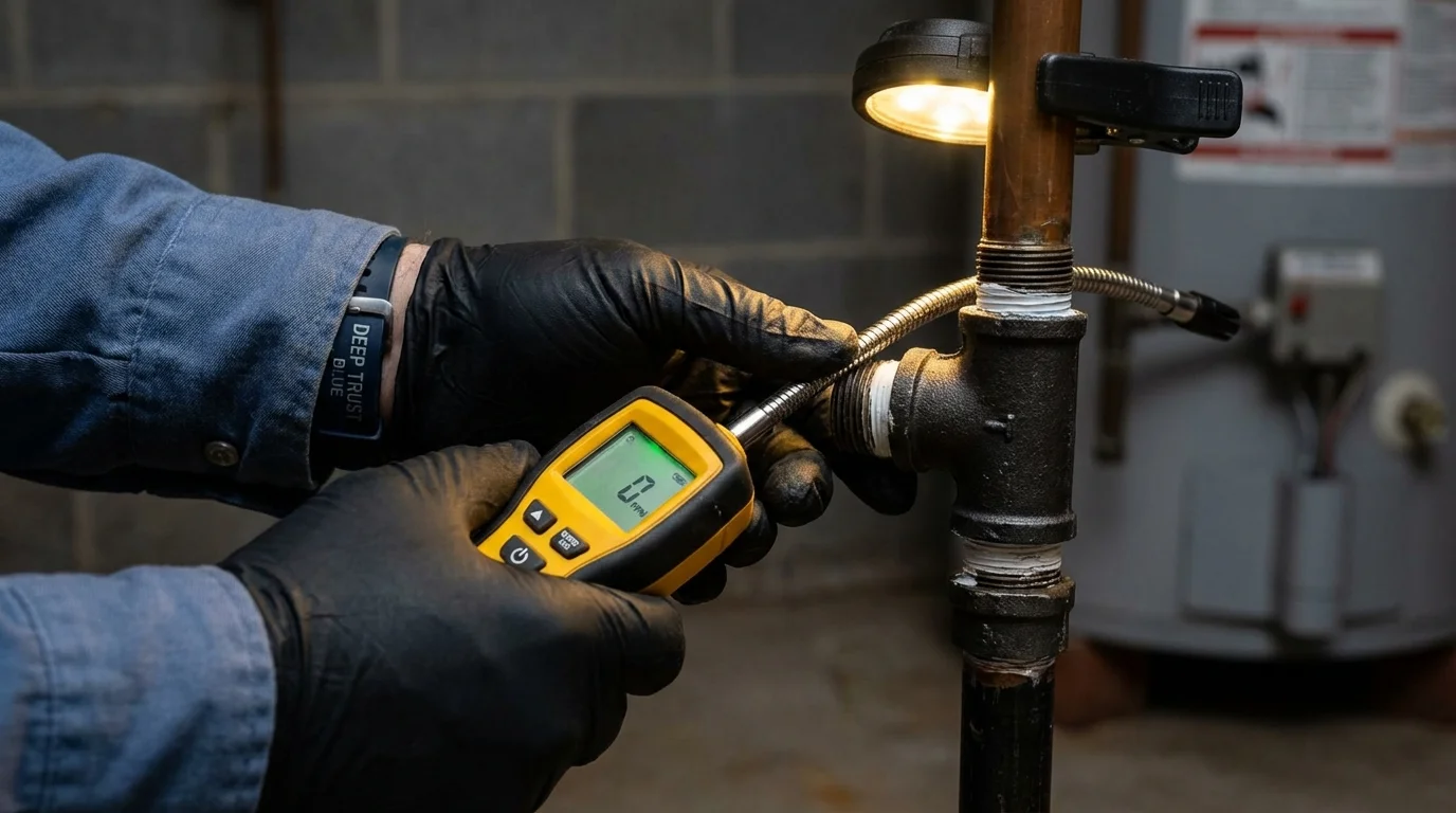 Gas leak detection with electronic sniffer by Johns Plumbing LLC in Iuka