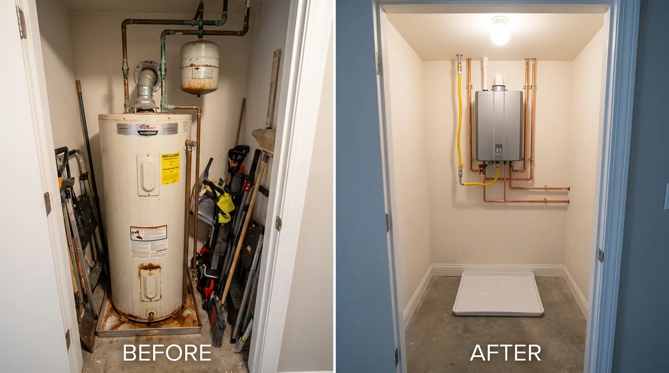 Tank water heater versus wall-mounted tankless unit comparison for Iuka, MS homeowners